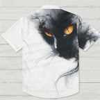 Black Cat Printed Hawaiian Shirt