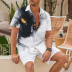 Black Cat Printed Hawaiian Shirt
