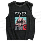 Unisex MS-06S Char's Zaku II Printed Washed Tank Top