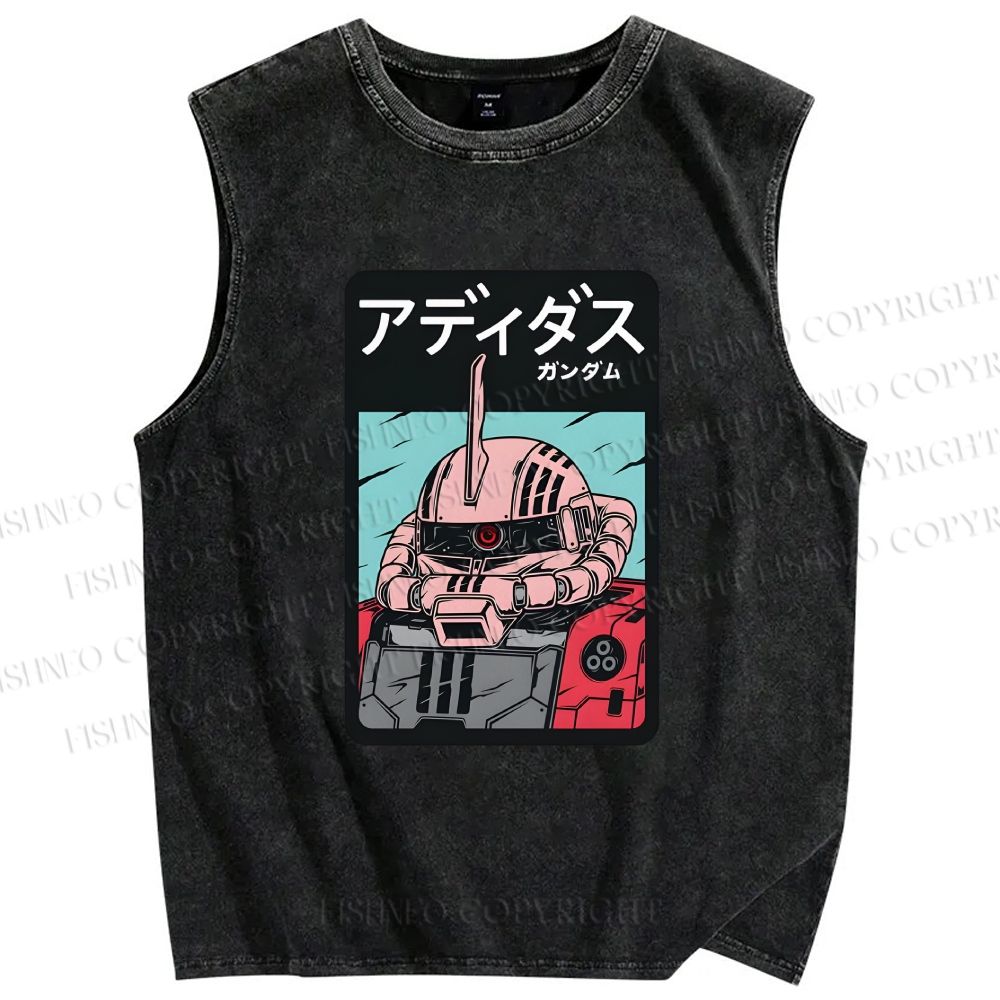 Unisex MS-06S Char's Zaku II Printed Washed Tank Top