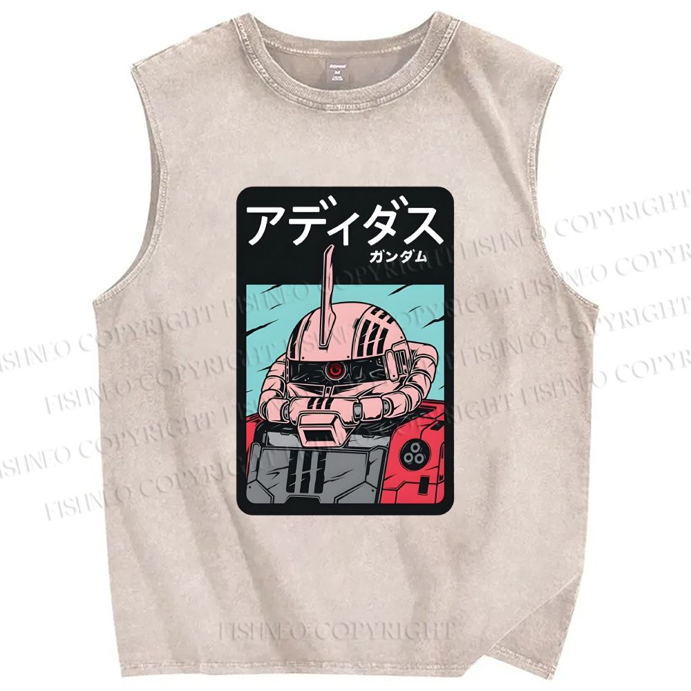 Unisex MS-06S Char's Zaku II Printed Washed Tank Top