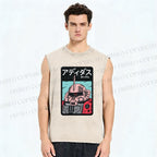 Unisex MS-06S Char's Zaku II Printed Washed Tank Top