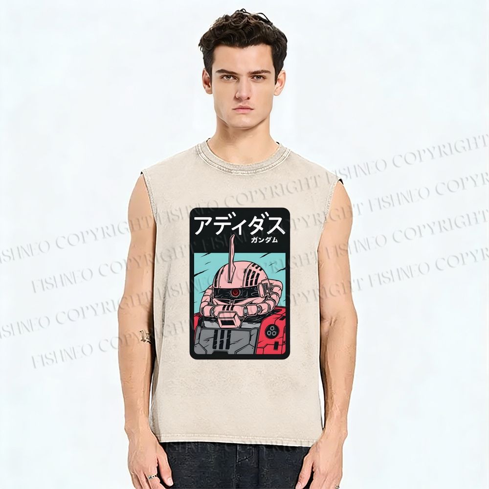 Unisex MS-06S Char's Zaku II Printed Washed Tank Top