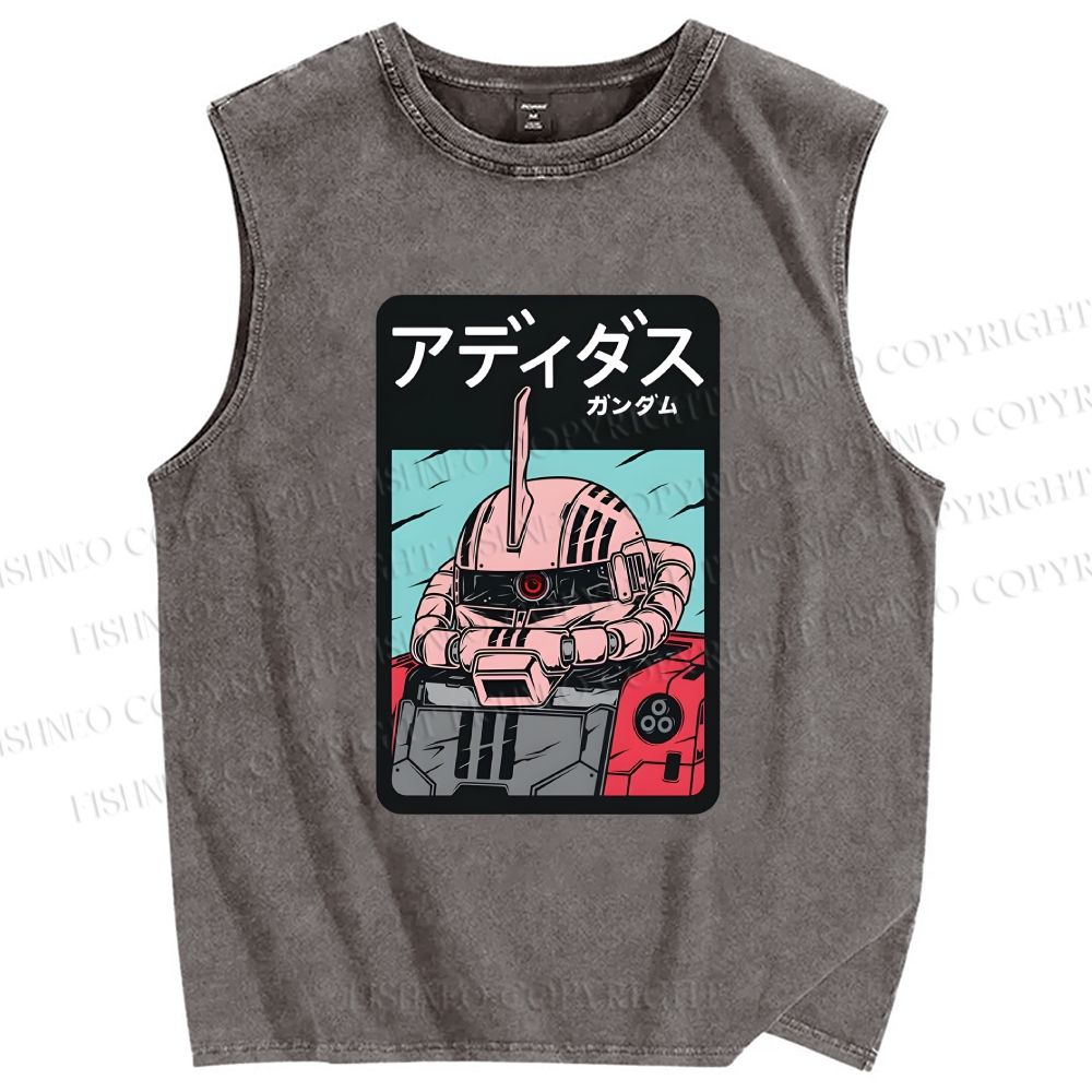 Unisex MS-06S Char's Zaku II Printed Washed Tank Top