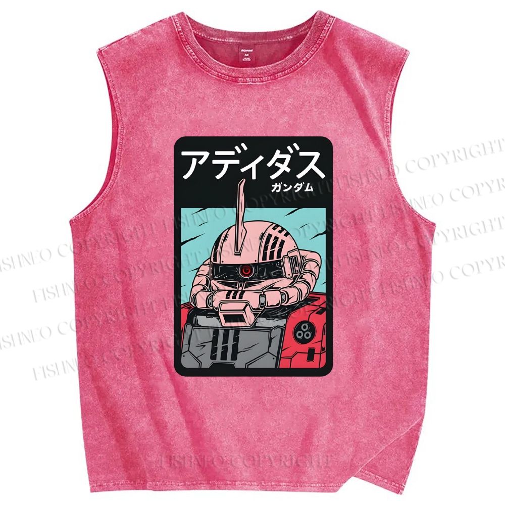 Unisex MS-06S Char's Zaku II Printed Washed Tank Top