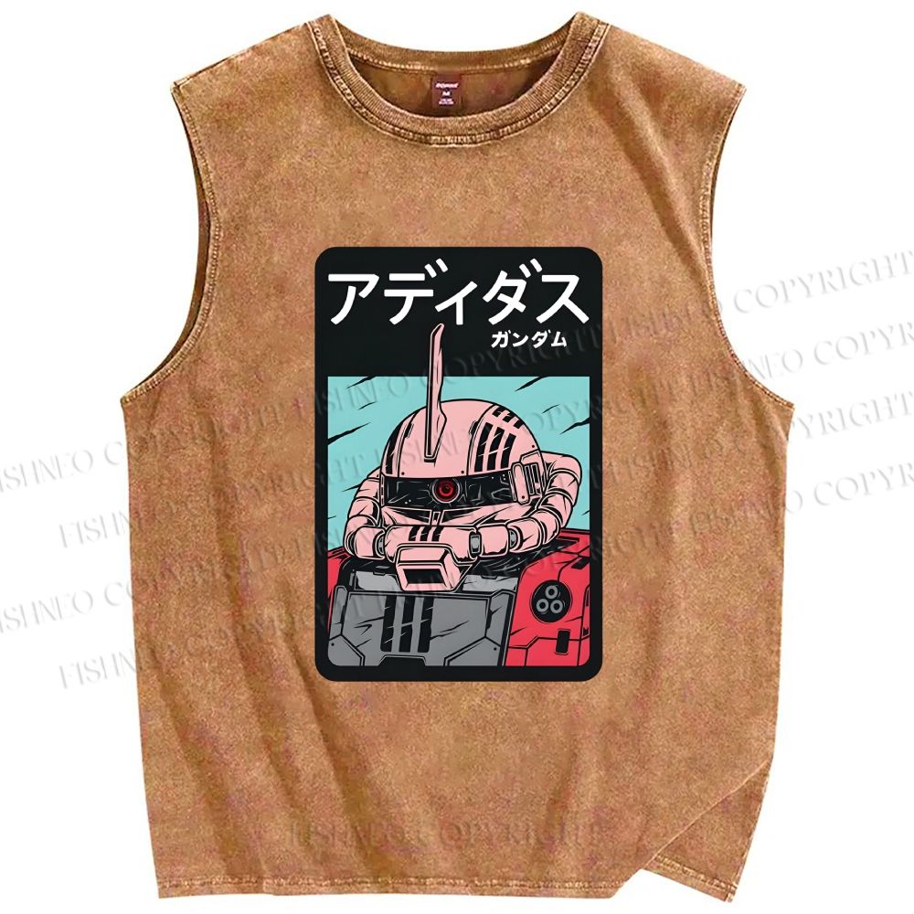 Unisex MS-06S Char's Zaku II Printed Washed Tank Top