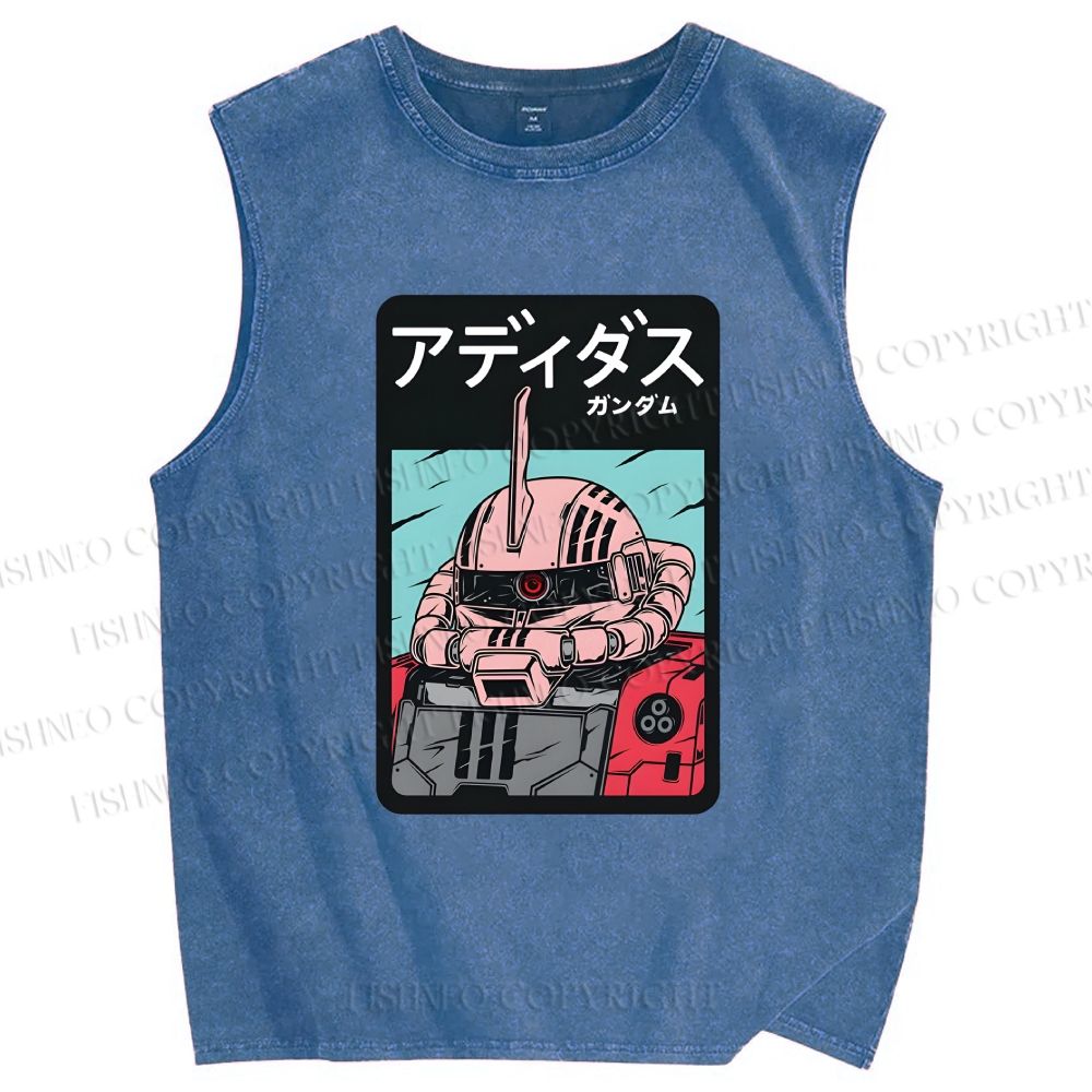 Unisex MS-06S Char's Zaku II Printed Washed Tank Top