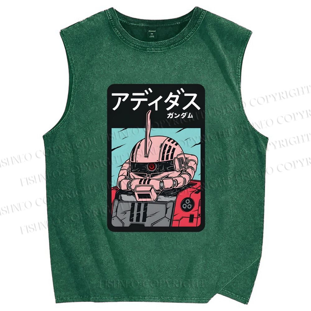 Unisex MS-06S Char's Zaku II Printed Washed Tank Top