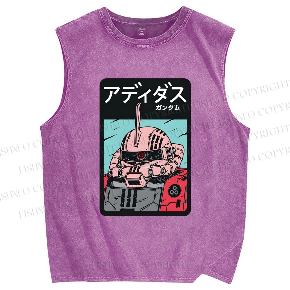 Unisex MS-06S Char's Zaku II Printed Washed Tank Top