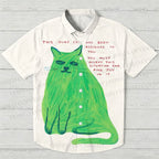 Green Cat Printed Hawaiian Shirt