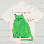 Green Cat Printed Hawaiian Shirt