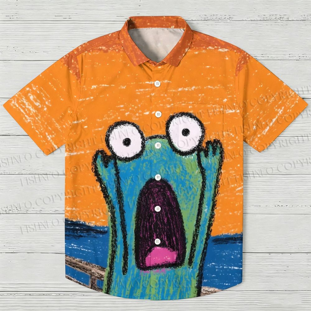 Shouting Frog Printed Hawaiian Shirt