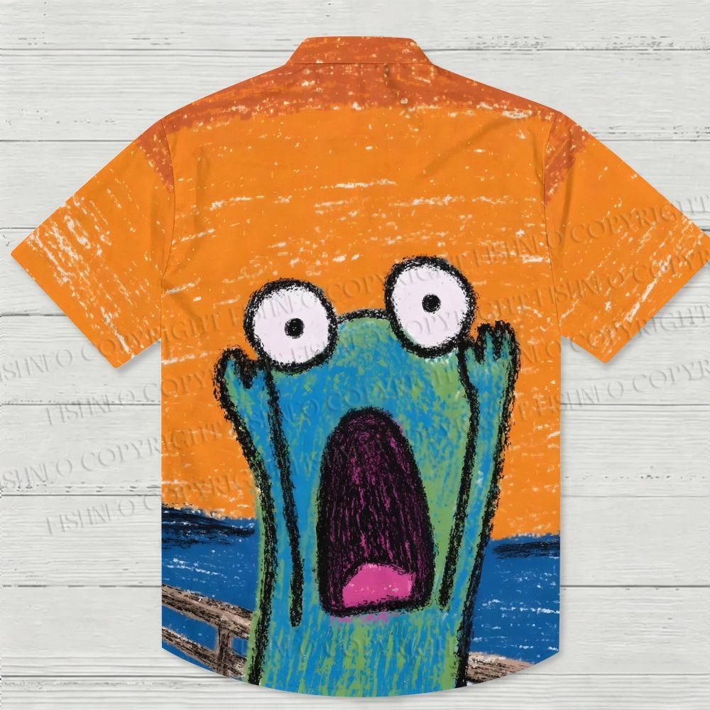 Shouting Frog Printed Hawaiian Shirt