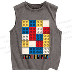 Unisex Bauhaus Lego Printed Washed Tank Top