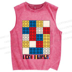 Unisex Bauhaus Lego Printed Washed Tank Top