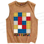 Unisex Bauhaus Lego Printed Washed Tank Top