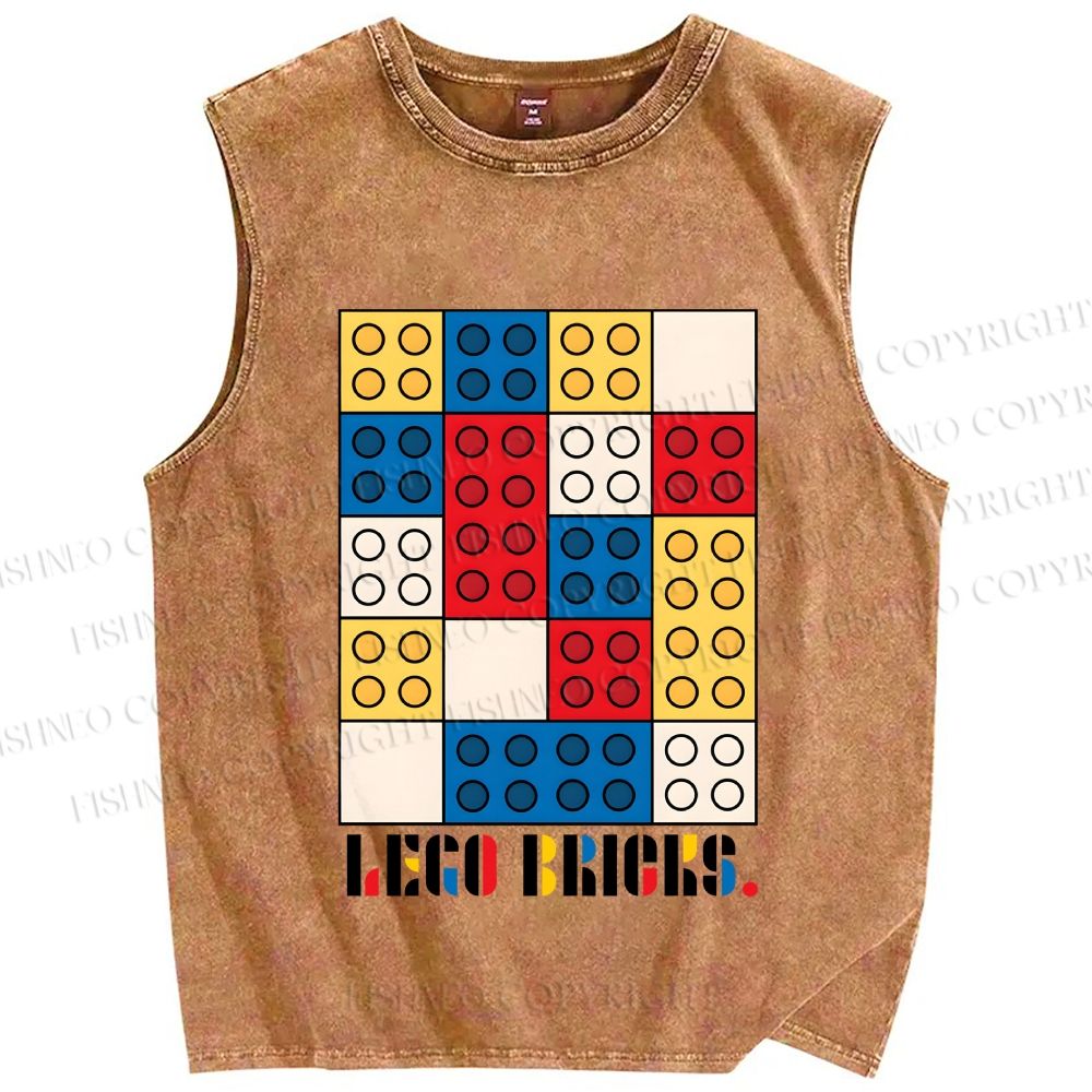 Unisex Bauhaus Lego Printed Washed Tank Top