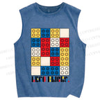 Unisex Bauhaus Lego Printed Washed Tank Top
