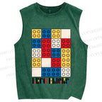Unisex Bauhaus Lego Printed Washed Tank Top