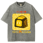Yayoi Kusama Bread Vintage Design Washed Crew Neck T-Shirt