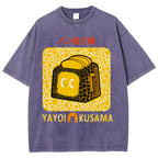 Yayoi Kusama Bread Vintage Design Washed Crew Neck T-Shirt