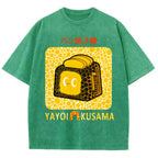 Yayoi Kusama Bread Vintage Design Washed Crew Neck T-Shirt