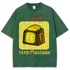 Yayoi Kusama Bread Vintage Design Washed Crew Neck T-Shirt