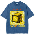 Yayoi Kusama Bread Vintage Design Washed Crew Neck T-Shirt
