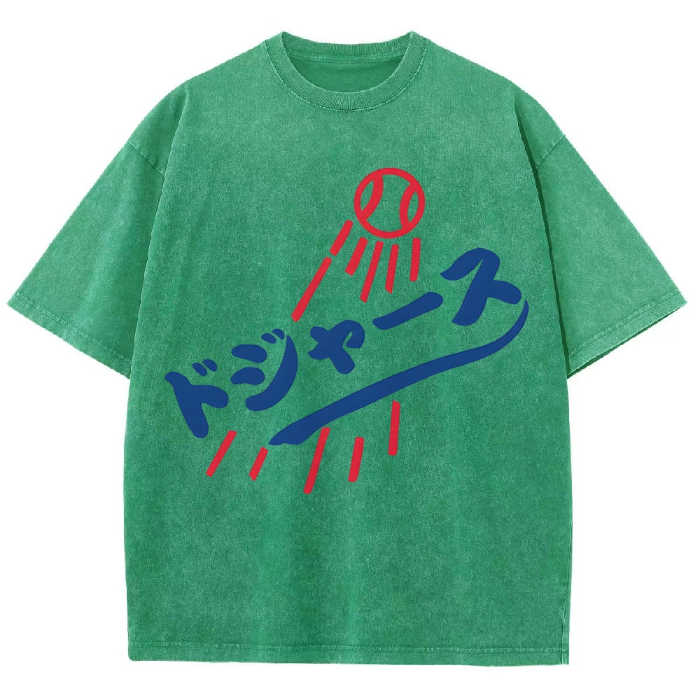 Dream Dodgers Baseball Vintage Wash Japanese Design T-Shirt
