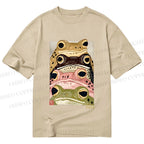Unisex Classic Cotton Whimsical Multi Colored Frog Art Printed T-shirt