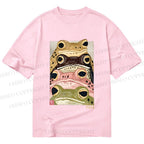 Unisex Classic Cotton Whimsical Multi Colored Frog Art Printed T-shirt