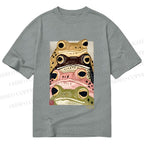 Unisex Classic Cotton Whimsical Multi Colored Frog Art Printed T-shirt