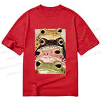 Unisex Classic Cotton Whimsical Multi Colored Frog Art Printed T-shirt