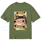 Unisex Classic Cotton Whimsical Multi Colored Frog Art Printed T-shirt