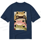 Unisex Classic Cotton Whimsical Multi Colored Frog Art Printed T-shirt