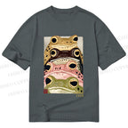 Unisex Classic Cotton Whimsical Multi Colored Frog Art Printed T-shirt