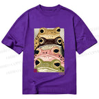 Unisex Classic Cotton Whimsical Multi Colored Frog Art Printed T-shirt