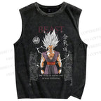 Unisex Goku Printed Washed Tank Top