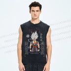Unisex Goku Printed Washed Tank Top