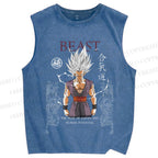 Unisex Goku Printed Washed Tank Top