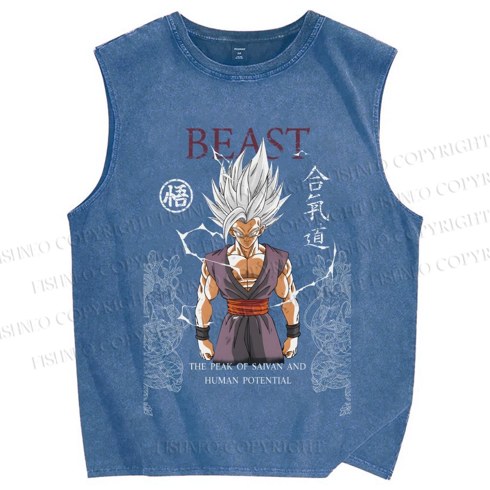 Unisex Goku Printed Washed Tank Top