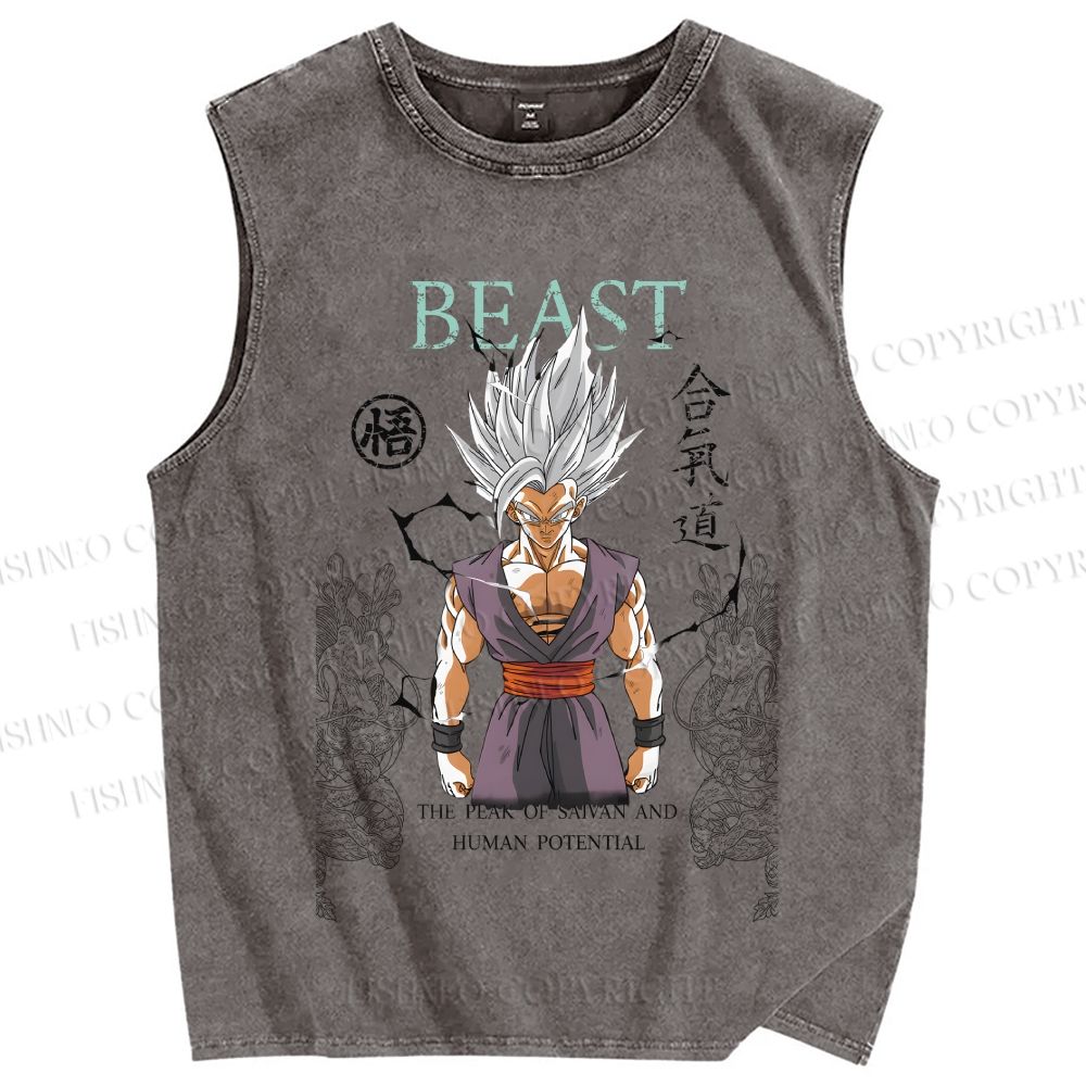 Unisex Goku Printed Washed Tank Top