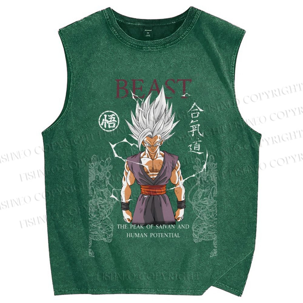 Unisex Goku Printed Washed Tank Top