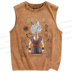 Unisex Goku Printed Washed Tank Top
