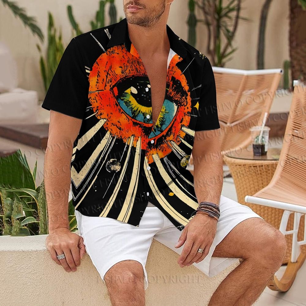 Giant Eye in Galaxy Hawaiian Shirt
