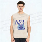 Unisex Vintage Opossum Samurai Printed Washed Tank Top