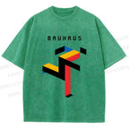 Unisex Bauhaus Running Man Printed Washed Tee