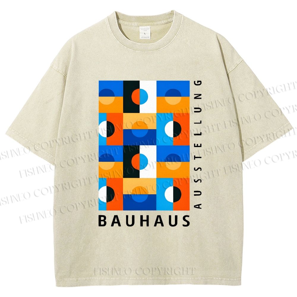 Unisex Bauhaus Square Printed Washed Tee