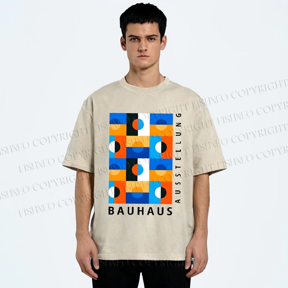 Unisex Bauhaus Square Printed Washed Tee