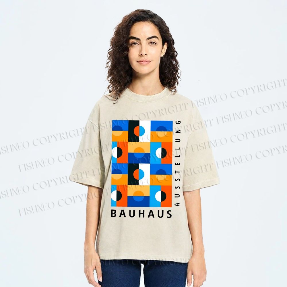 Unisex Bauhaus Square Printed Washed Tee
